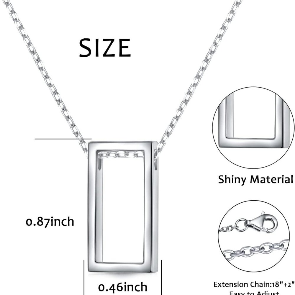 Delicate Adjustable Silver Rectangle Pendant Neck… - image 6